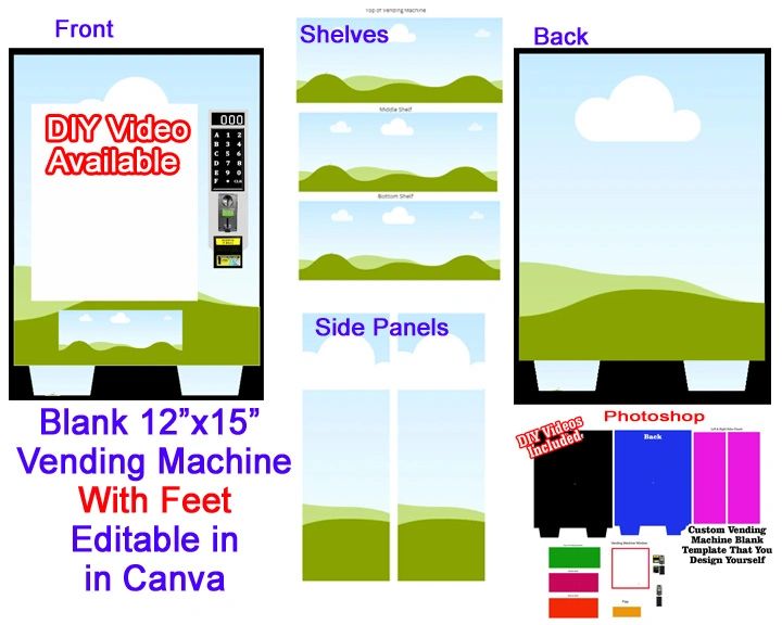 12"x16" and 8"x10" Custom Vending Machine Templates “with Feet